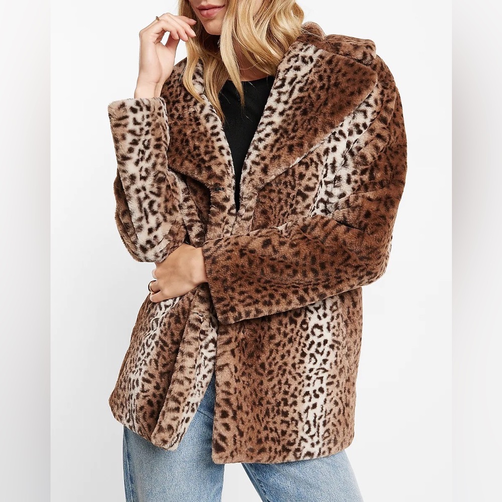 Express Oversize Leopard Faux Fur Coat - NWT